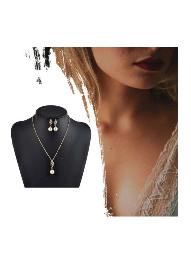 NIBEMINENT - Bride Rhinestone Pearl Studded Jewelry Set - Image 1