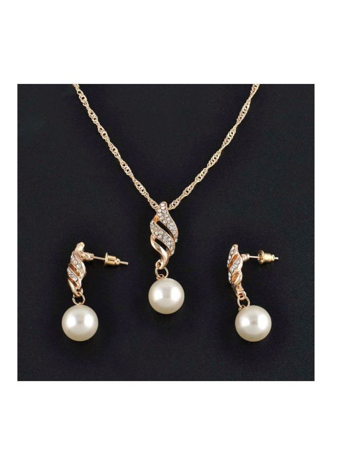 NIBEMINENT - Bride Rhinestone Pearl Studded Jewelry Set - Image 1
