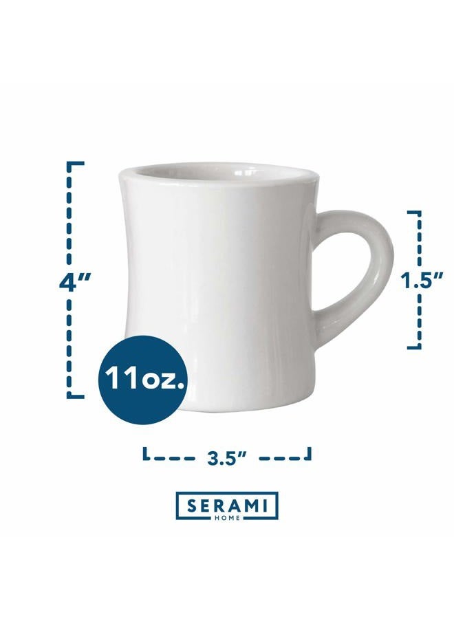 Serami Classic Super White Diner Mugs for Coffee with 11oz Capacity, Set of 4 - Image 2