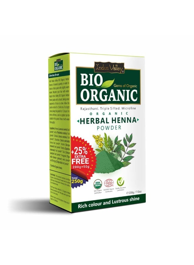 INDUS VALLEY Bio Organic Herbal Henna Powder Rich Colour and Lustrous Shine (200g+50g, Green) - Image 3