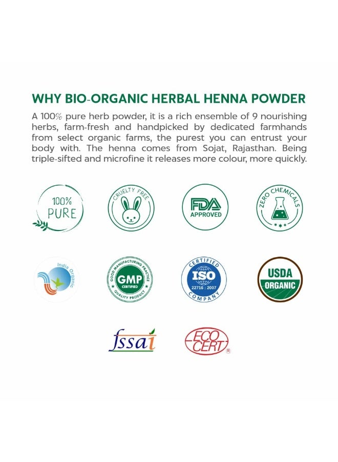 INDUS VALLEY Bio Organic Herbal Henna Powder Rich Colour and Lustrous Shine (200g+50g, Green) - Image 2