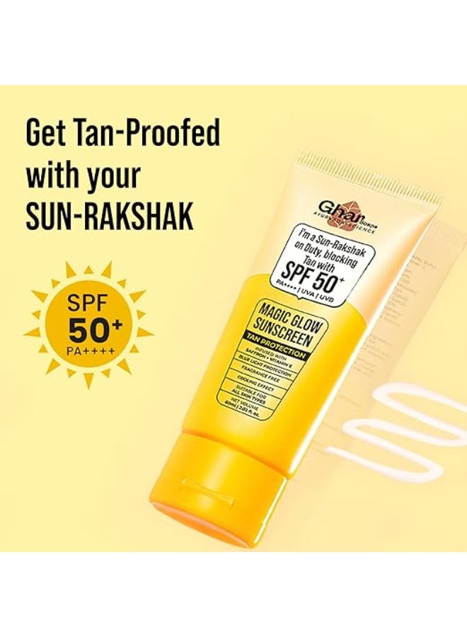Ghar Soaps Magic Glow SPF 50+ PA++++ Mineral Sunscreen | UVA/UVB & Blue Light Protection | No White Cast, Non-Greasy (60g, Pack of 1) - Image 3