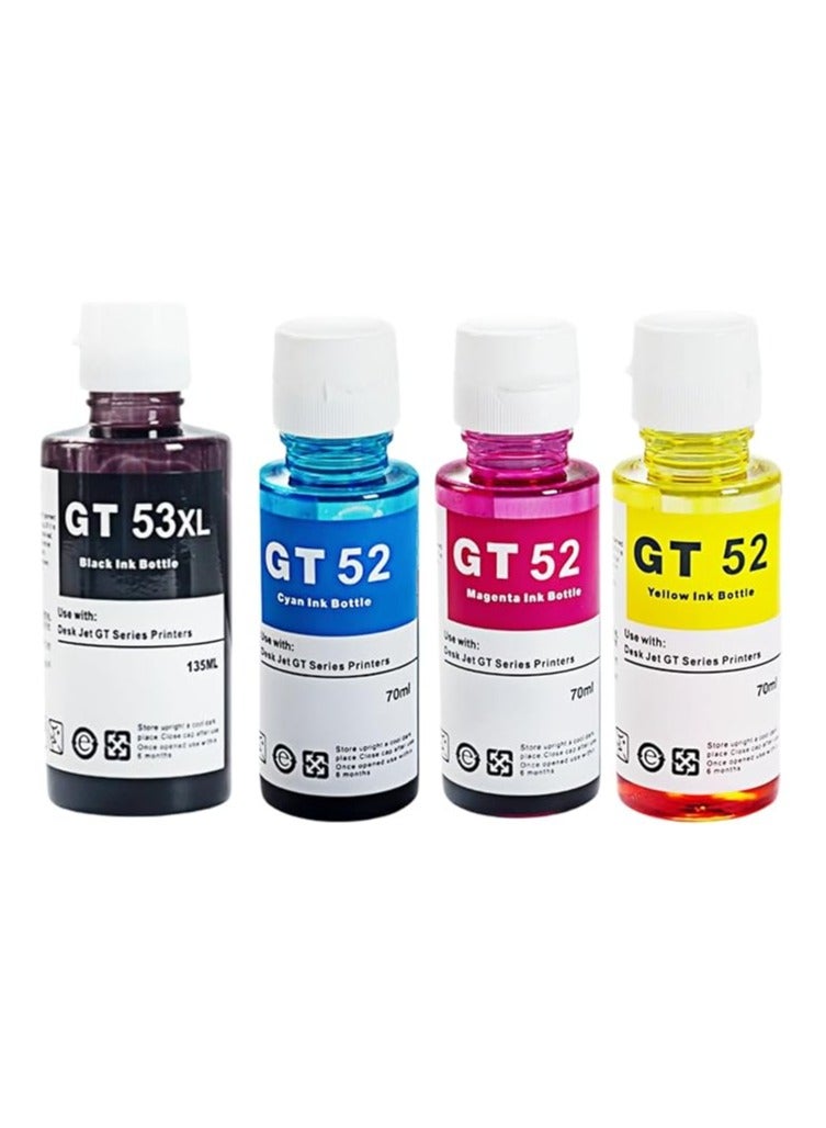 GT53XL GT52 Ink Bottle For GT53XL 135ml GT52 70ml Ink For Tank 319 410 419 500 502 508 511 514 515 518 538 571 615, prints up to 6,000 pages (black/cyan/magenta/yellow, 4-pack)  - Image 1