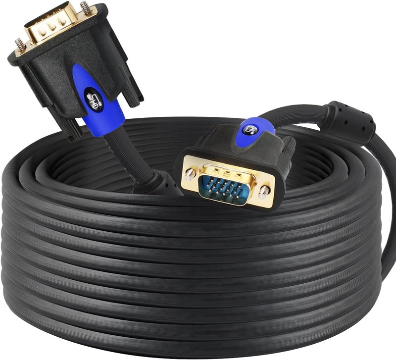SHD VGA Cable, VGA to VGA HD15 Monitor Cable for PC Laptop TV Projector-65Feet - Image 1