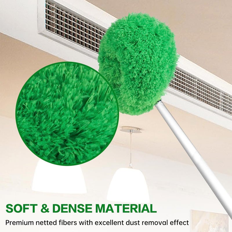 Heonay Ceiling Fan Cleaner Duster Reusable Microfiber Ceiling Fan Blade Cleaner Removable Duster with Extension Pole Adjusts 13 to 49.7 Inch for Cleaning Walls Bookshelves Furniture Door Window Top (Green) - Image 5