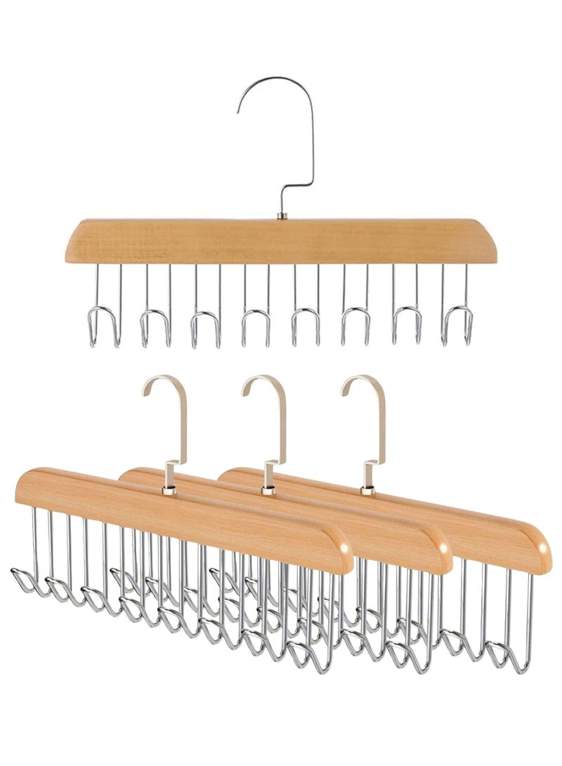 أورتوك 3 قطع - حامل ربطات عنق 8 خطافات، شماعات ملابس خشبية متعددة الوظائف، شماعات خشبية معلقة لربطات العنق مضادة للانزلاق، منظم خزانة ملابس بخطاف دوار 360 درجة قابل للدوران لحمالات الصدر والأوشحة والجوارب 28x18 سم - Image 1