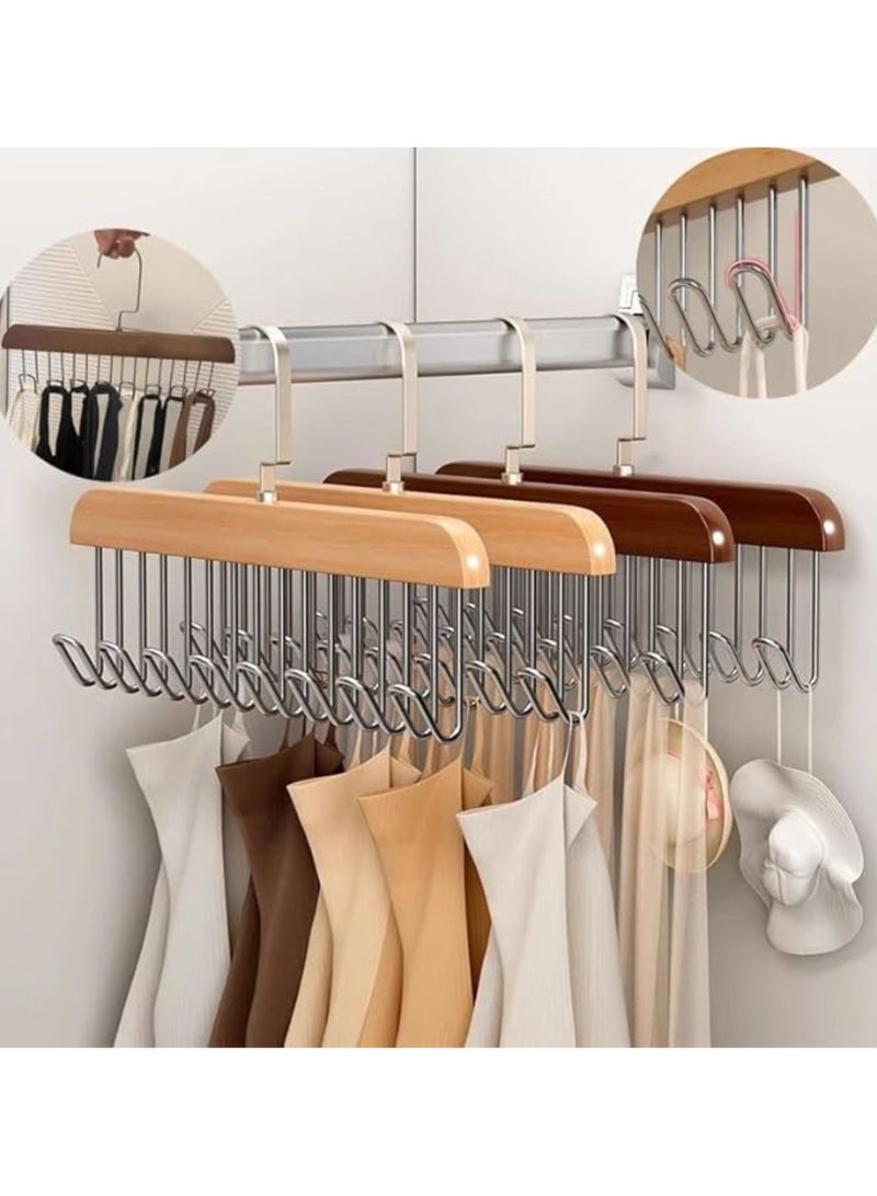 أورتوك 3 قطع - حامل ربطات عنق 8 خطافات، شماعات ملابس خشبية متعددة الوظائف، شماعات خشبية معلقة لربطات العنق مضادة للانزلاق، منظم خزانة ملابس بخطاف دوار 360 درجة قابل للدوران لحمالات الصدر والأوشحة والجوارب 28x18 سم - Image 3