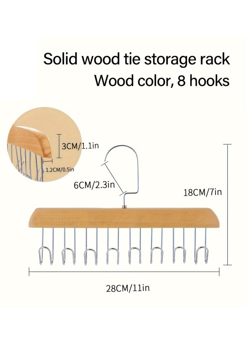 أورتوك 3 قطع - حامل ربطات عنق 8 خطافات، شماعات ملابس خشبية متعددة الوظائف، شماعات خشبية معلقة لربطات العنق مضادة للانزلاق، منظم خزانة ملابس بخطاف دوار 360 درجة قابل للدوران لحمالات الصدر والأوشحة والجوارب 28x18 سم - Image 5