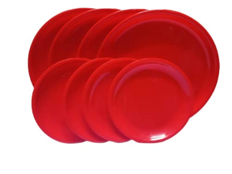 Everbuy Unbreakable Light Weight Dinner Set of 12 pcs 6 Full Plates, 6 Quarter Plates Set, Color- Cherry Red - Image 1