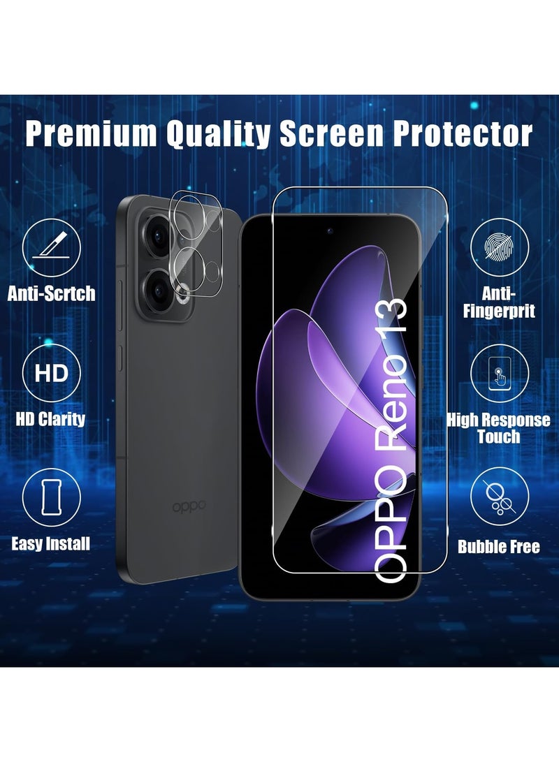 2 Pcs Oppo Reno 13 5G Tempered Glass Screen Protector and Camera Protector, 9H Hardness, Anti-scratch, Anti-bubble Screen Protector - Image 2