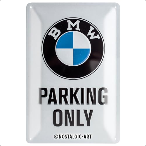 Nostalgic Art Nostalgic-Art Retro Tin Sign, 7.9" x 11.8", official license product (OLP), BMW – Parking Only White – Gift idea for car accessoires fans, Metal Plaque, Vintage design for decoration - Image 1
