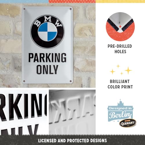 Nostalgic Art Nostalgic-Art Retro Tin Sign, 7.9" x 11.8", official license product (OLP), BMW – Parking Only White – Gift idea for car accessoires fans, Metal Plaque, Vintage design for decoration - Image 2