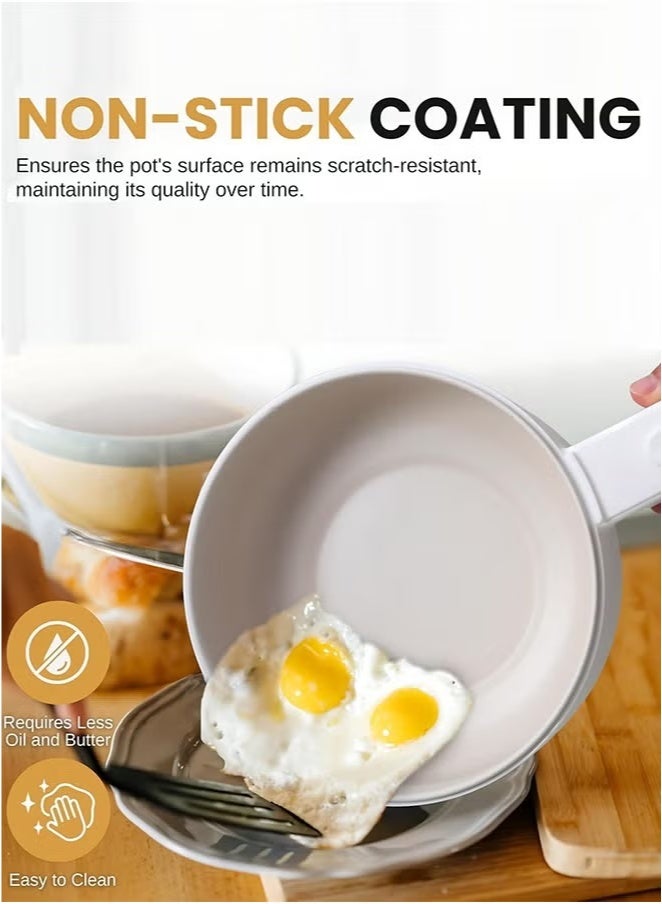 ج ت س آ ل قدر كهربائي صغير ساخن سعة 2 لتر مع جهاز بخار - درجة حرارة قابلة للتعديل وحماية من الحرارة الزائدة - جهاز طهي محمول للنودلز والحساء والبيض والطهي على البخار - مثالي للمساكن والمكاتب والسفر - Image 2