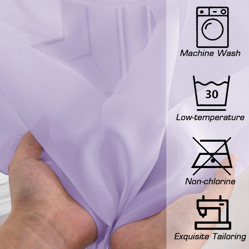 OWENIE Light Purple Sheer Curtains 54 Inch Length 2 Panels Set  Rod Pocket Voile Sheer Curtains & Drapes for Bedroom/Living Room  Soft Sheer Short Curtains for Windows  Total 84Wx54L inch  Lavender - Image 4
