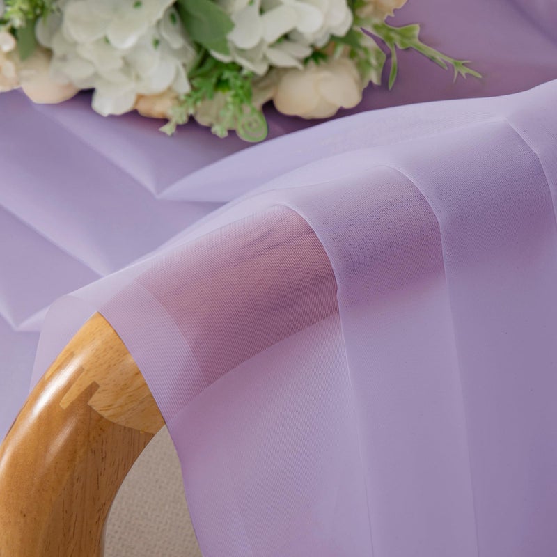 OWENIE Light Purple Sheer Curtains 54 Inch Length 2 Panels Set  Rod Pocket Voile Sheer Curtains & Drapes for Bedroom/Living Room  Soft Sheer Short Curtains for Windows  Total 84Wx54L inch  Lavender - Image 5