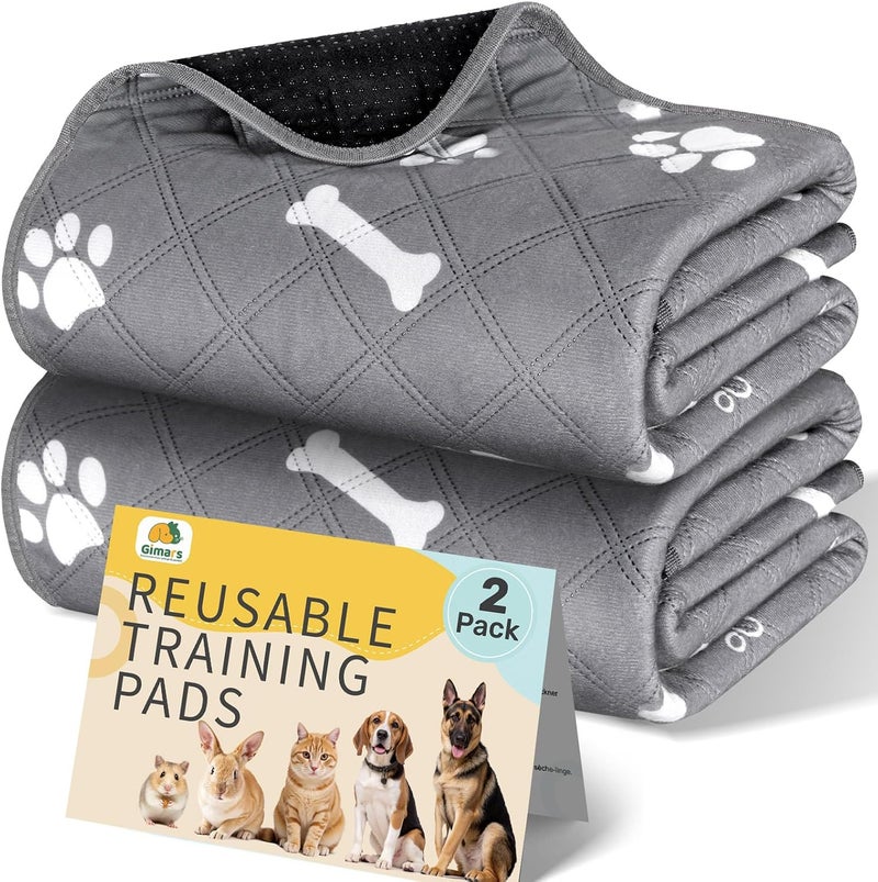 Gimars 60×50cm 2 Pack Thick Super Absorbent Washable Puppy Pads for Incontinence and Training, Reusable Puppy Pads, Waterproof Non-Slip Dog Pee Pads, Whelping Mat, Puppy Mat for Floor, Dog Crate - Image 1