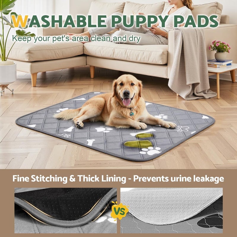 Gimars 60×50cm 2 Pack Thick Super Absorbent Washable Puppy Pads for Incontinence and Training, Reusable Puppy Pads, Waterproof Non-Slip Dog Pee Pads, Whelping Mat, Puppy Mat for Floor, Dog Crate - Image 2