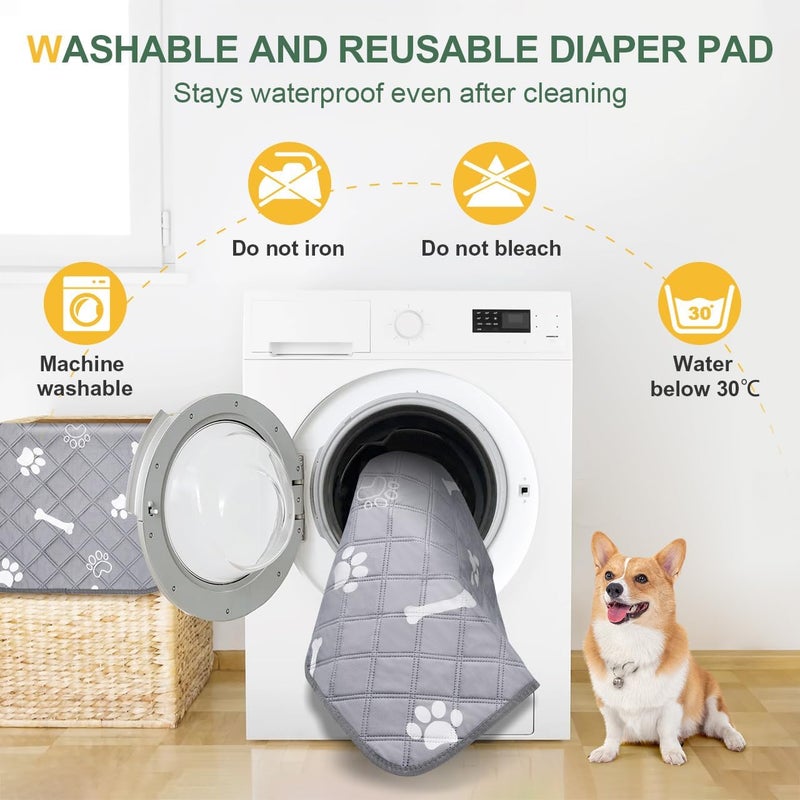 Gimars 60×50cm 2 Pack Thick Super Absorbent Washable Puppy Pads for Incontinence and Training, Reusable Puppy Pads, Waterproof Non-Slip Dog Pee Pads, Whelping Mat, Puppy Mat for Floor, Dog Crate - Image 5