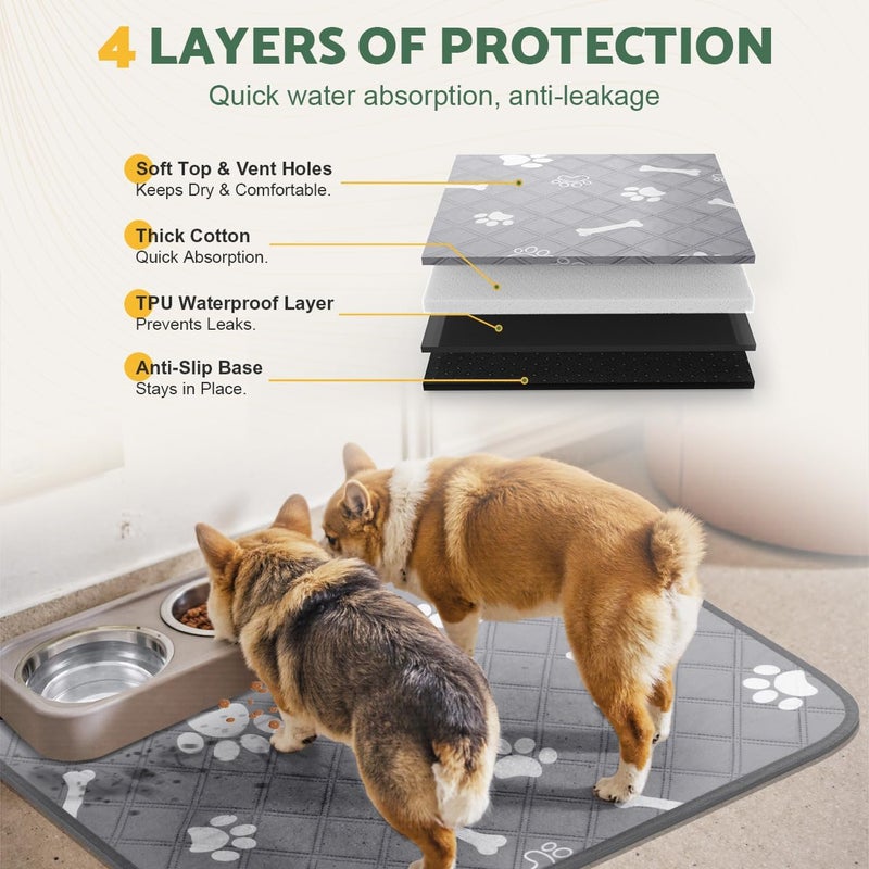 Gimars 60×50cm 2 Pack Thick Super Absorbent Washable Puppy Pads for Incontinence and Training, Reusable Puppy Pads, Waterproof Non-Slip Dog Pee Pads, Whelping Mat, Puppy Mat for Floor, Dog Crate - Image 3
