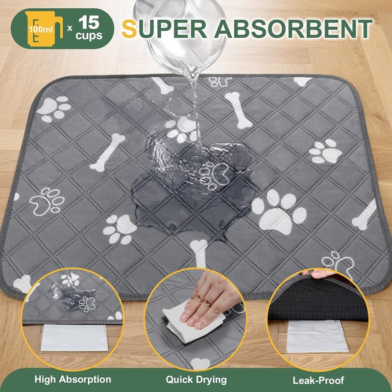 Gimars 60×50cm 2 Pack Thick Super Absorbent Washable Puppy Pads for Incontinence and Training, Reusable Puppy Pads, Waterproof Non-Slip Dog Pee Pads, Whelping Mat, Puppy Mat for Floor, Dog Crate - Image 4
