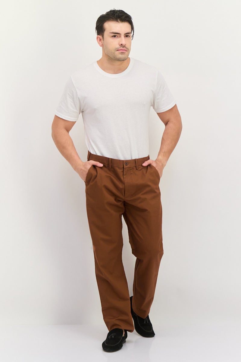 GAP Men Straight Fit Solid Chino Pants, Brown - Image 4