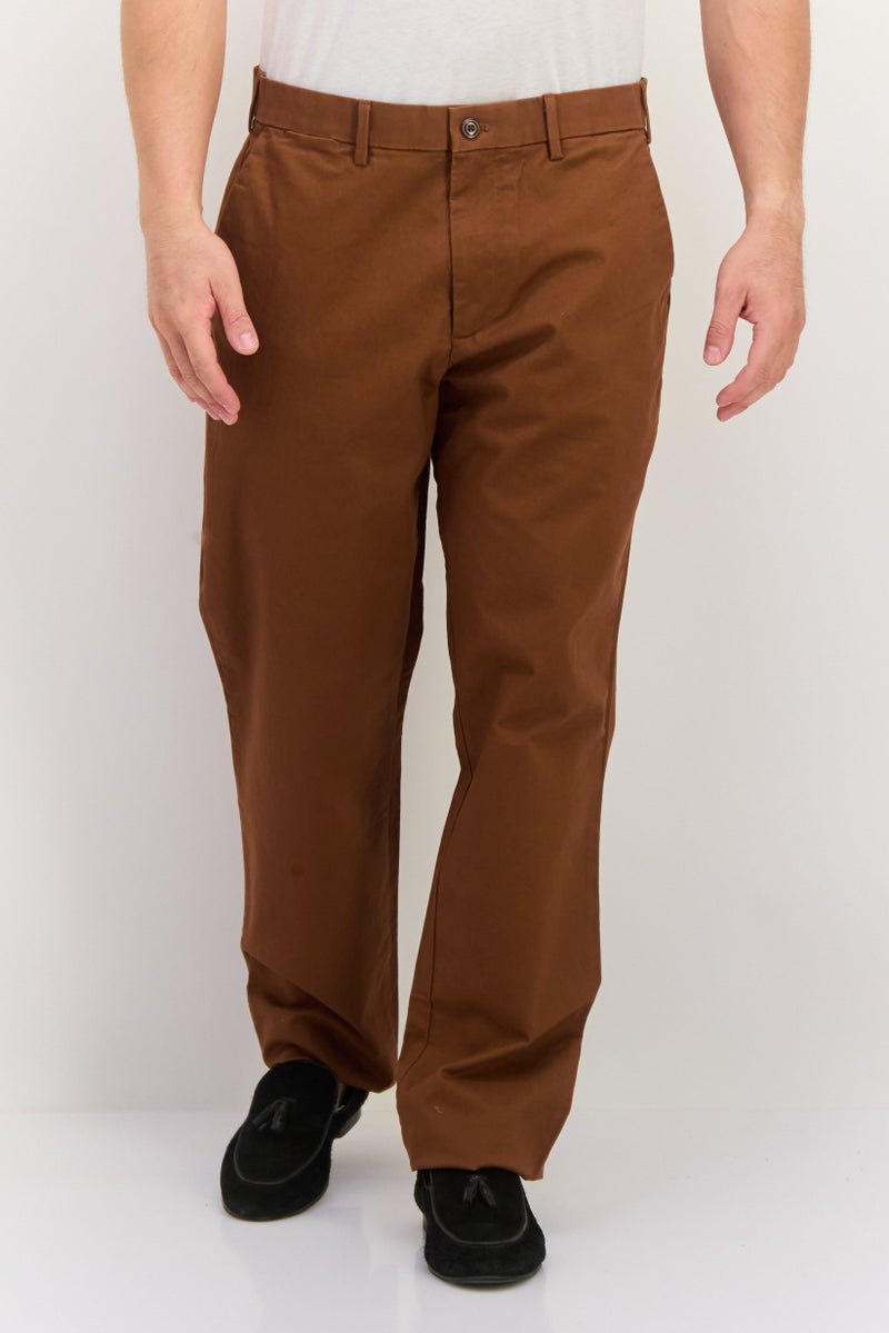 GAP Men Straight Fit Solid Chino Pants, Brown - Image 1