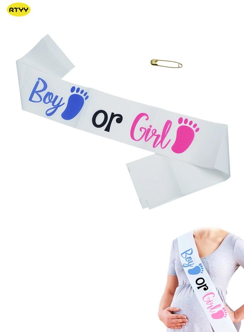 RTYY Baby Shower Sash Baby Gender Reveal Sash Boy or Girl Belt For Gender Reveal and Baby Showers Decorations  - Image 1