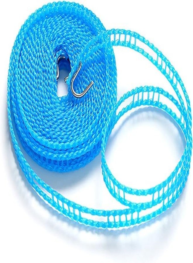 NFI essentials Clothesline Rope 10 Meters Windproof Anti-Slip Clothes Washing Line Drying Nylon Rope with Hooks 5 Meter Nylon Clothesline Rope for Drying Cloths (Assorted Colour) - Image 1