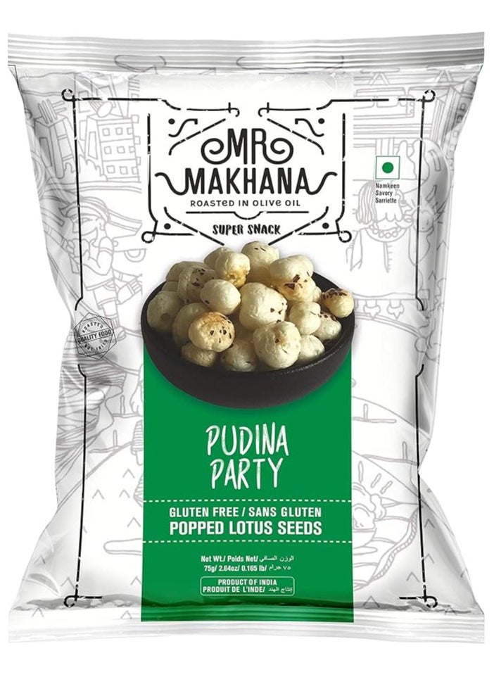 Mr Makhana Pudina Party Popped Lotus Seeds 75 Grams  - Image 1