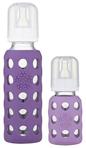 Lifefactory 4oz9oz Glass Baby Bottle 2pk LavenderGrape