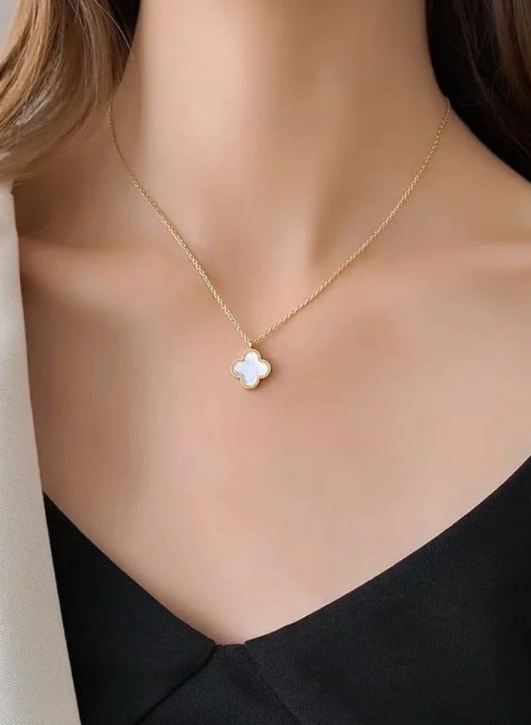 Luxuria 18K Gold Plated Stainless Steel Luxury Fashion Clover Pendant Necklace for Women Gift Double Face - Image 3