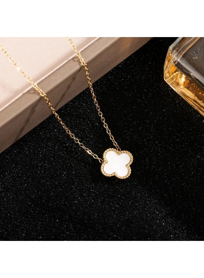 Luxuria 18K Gold Plated Stainless Steel Luxury Fashion Clover Pendant Necklace for Women Gift Double Face - Image 5