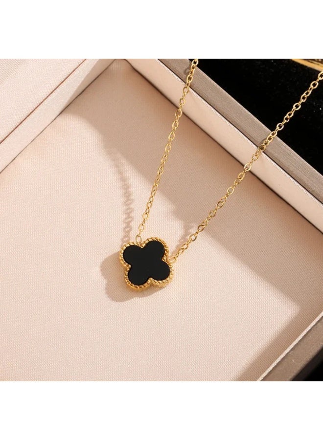 Luxuria 18K Gold Plated Stainless Steel Luxury Fashion Clover Pendant Necklace for Women Gift Double Face - Image 4