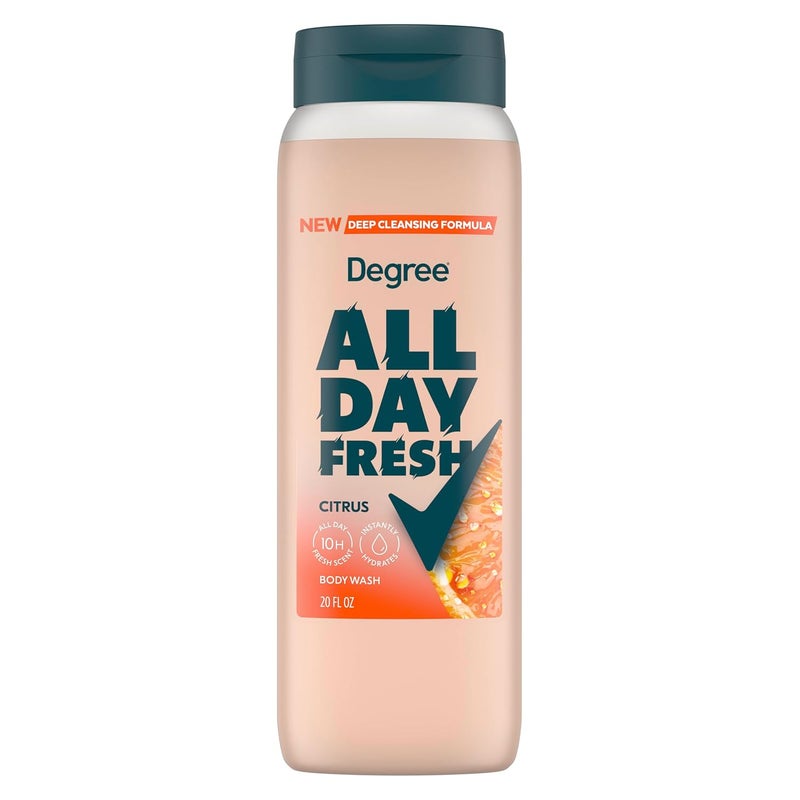 Degree All Day Fresh Body Wash Fresh Citrus Deep Cleansing 20 oz - Image 1