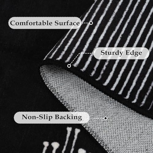 Seavish Runners for Hallways Non Slip 2.6x10 Low Pile Soft Black Carpet Runners Modern Geometric Faux Wool Entryway Rugs Indoor Decor Non Shedding Neutral Rugs for Entrance Kitchen Foyer Living Room - Image 3