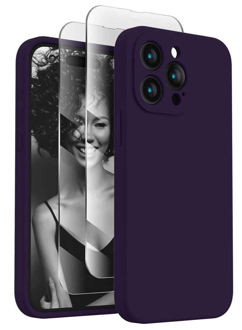 ELTRAZONE Designed for iPhone 15 Pro Max Case, Silicone Upgraded [Camera Protection] for iPhone 15 ProMax Case with [2 Screen Protectors], Anti-Scratch Microfiber Lining, 6.7 inch, Purple - Image 1