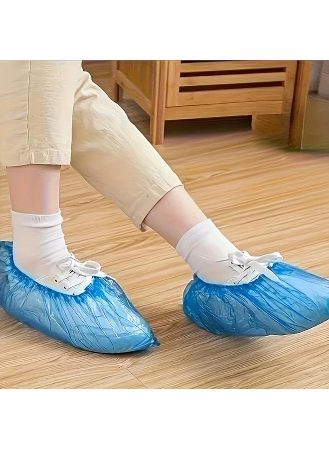 Sky Blue 100 Pcs Disposable PE Shoe Covers Thickened Anti Slip For Hotel Room Cleaning Travel Hygiene Protection - Image 5
