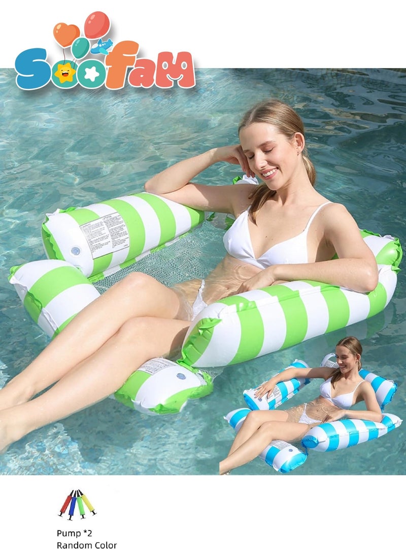 2 Pack Pool Floats Adult Size, Inflatable Pool Float for Swimming Pool Accessories,Pool Lounger Sofa Portable Floating Water Hammock Swimming Pool Chair for Outdoor, Beach - Image 1