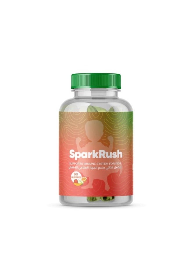 SPARKRUSH Sparkrush – 60 Multivitamin Gummies for Kids (Apple, Orange, Strawberry & Mango Flavors) - Image 1