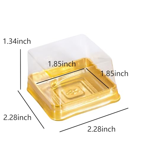 Fevoila 50 Pcs 228 Plastic Single Individual Cupcake Container Mooncake Muffin Dome Holders Cases Boxes Container Cupcake Boxes for Wedding Birthday Party SquareGold - Image 3