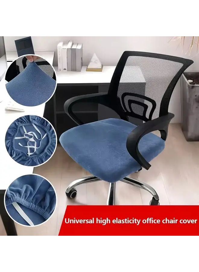 Dark Gray Elastic Office Chair Cover Machine Washable Snug Fit Seat Backrest Protector - Image 2