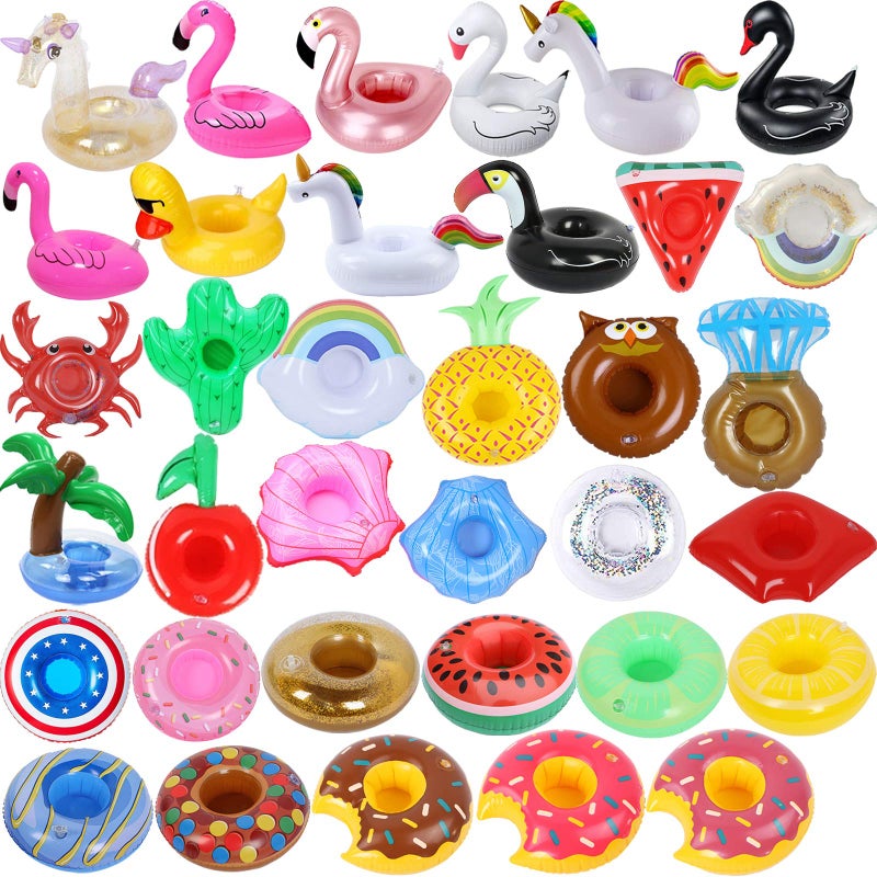iShyan Inflatable Drink Holder 35 Pack Inflatabl Floats Floating Cup Holders Fun Floaties for Swimming Pool Party - Image 2