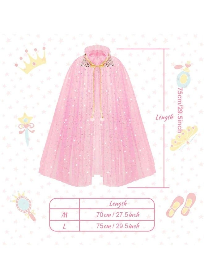 جيجيرو مجموعة رأس الأميرة مكونة من 9 قطع فستان الأميرة للفتيات وعباءة الحفلات التنكرية مع مجوهرات تاج تاج وقفازات عصا (أزرق 75 سم) - Image 4