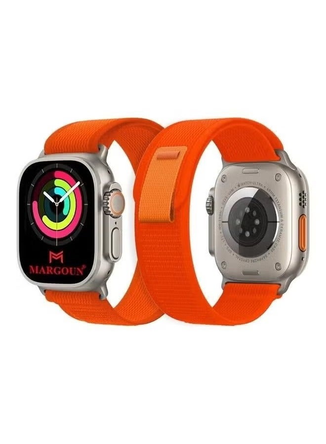 فيسوس سوار ساعة أبل 49 مم 45 مم 44 مم 42 مم من النايلون المنسوج حزام رياضي لسلسلة iwatch Ultra / 8/7 / SE / 6/5/4/3/2/3 برتقالي داكن