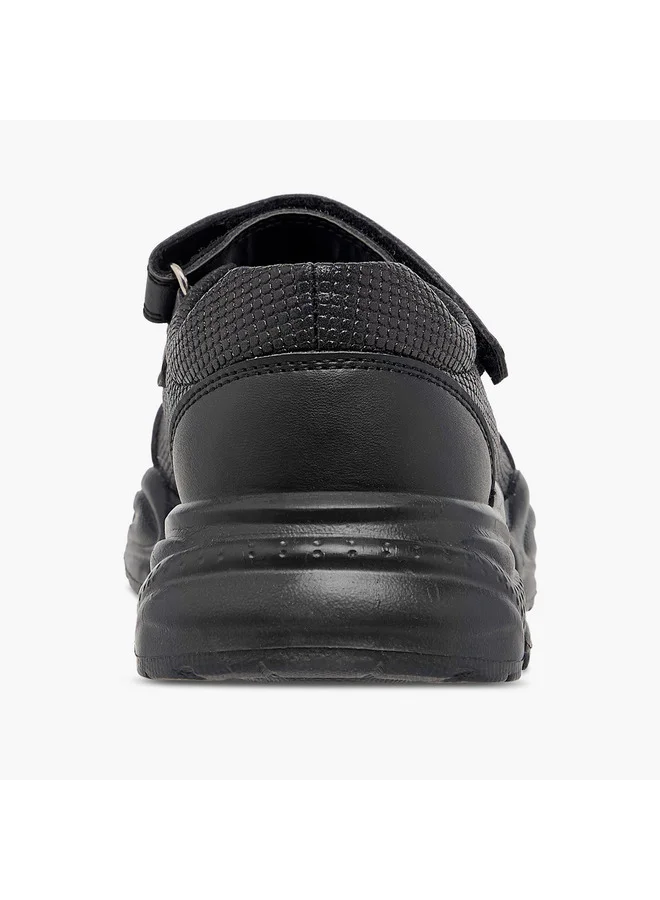 Flora Bella By Shoexpress Girls Textured Mary Jane School Shoes with Hook and Loop Closure