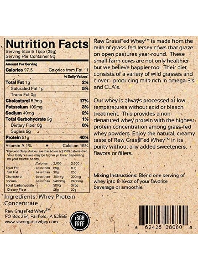 Raw Organic Whey 100% Grass Fed - Happy Healthy Cows, Cold Processed Undenatured Protein Powder, Gmo-Free + Rbgh Free + Soy Free + Gluten Free, Unflavored, Unsweetened (5 Lb Bulk, 90 Serve) - Image 4