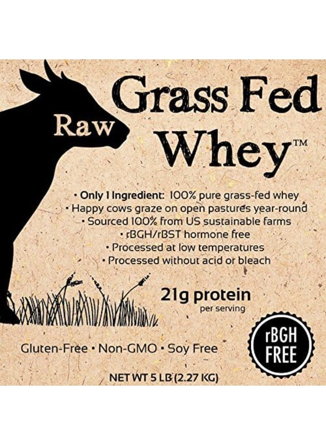 Raw Organic Whey 100% Grass Fed - Happy Healthy Cows, Cold Processed Undenatured Protein Powder, Gmo-Free + Rbgh Free + Soy Free + Gluten Free, Unflavored, Unsweetened (5 Lb Bulk, 90 Serve) - Image 3
