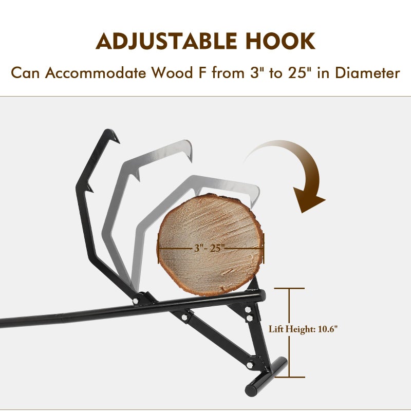 FAHKNS Timberjack Log Roller Lifter, 50.8" Long Handle Log Roller Tool, Adjustable Cant Hook Log Lifter, Ups to 25" in Dia Logging Tools, Heavy Duty Steel Log Jack for Rolling and Raising Up Logs - Image 4