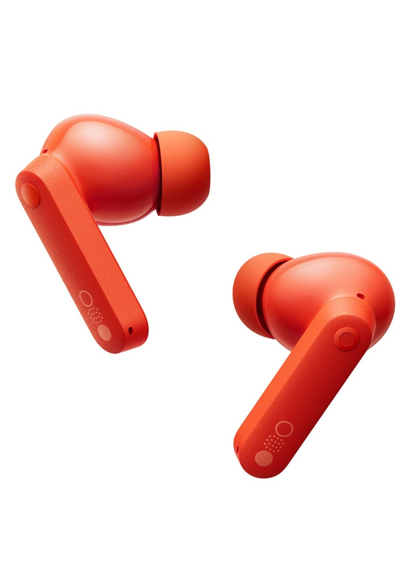 Buds, With Dirac Opteo For Hifi Sound And Ultra Bass Technology, Upto 42dB Noise Cancellation With 35.5 Hours Of Playback Time, Bluetooth 5.3, Dual Connection Supported Orange