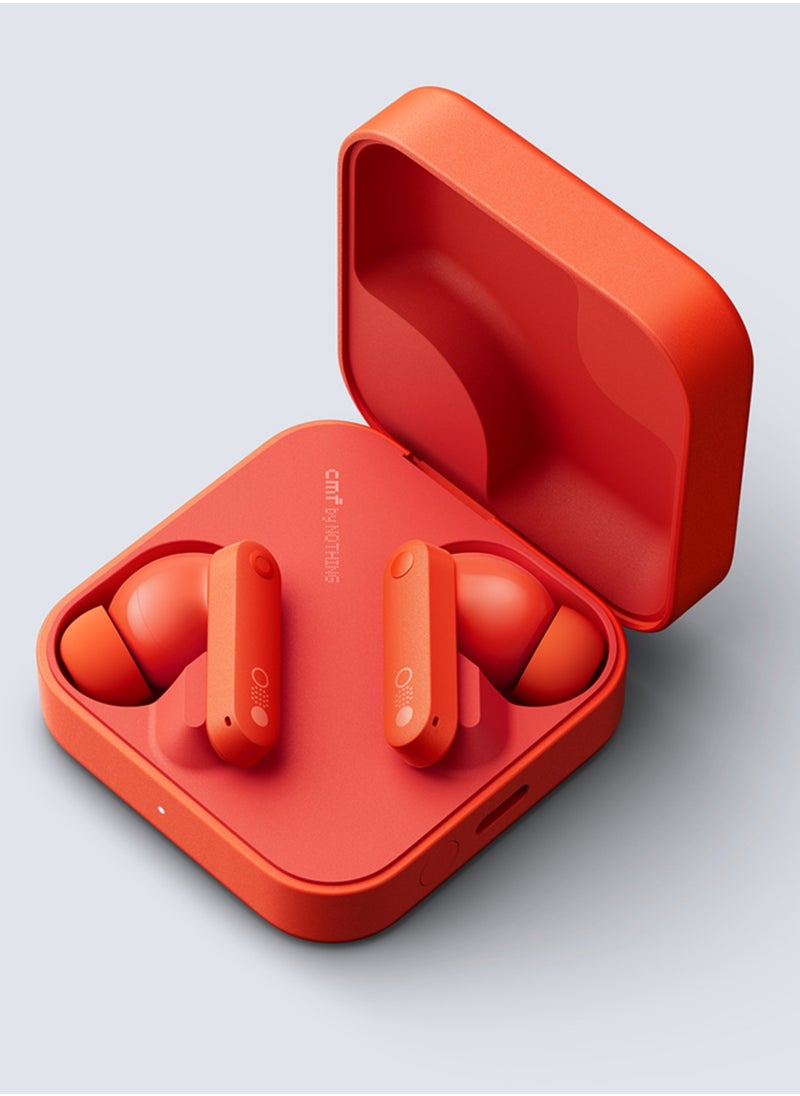 Buds, With Dirac Opteo For Hifi Sound And Ultra Bass Technology, Upto 42dB Noise Cancellation With 35.5 Hours Of Playback Time, Bluetooth 5.3, Dual Connection Supported Orange